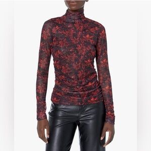 Cinq A Sept Stargazer Lillies Shirred Mesh in Calla Lily Multi